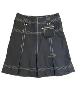 VTGE Miss Posh black Skirt with Contrast Stitching & Decorative Zip pocket Sz 10